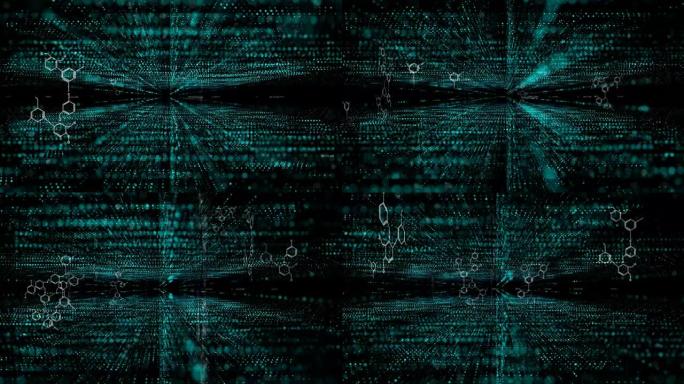 4k点粒子流扭曲和移动的未来和技术抽象背景