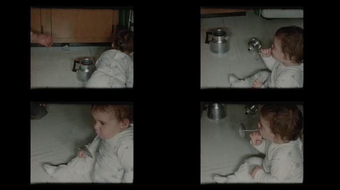 1960男婴玩古董咖啡渗滤器
