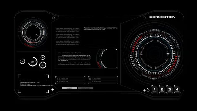 4k动画平视显示器界面代码图形条形图元素网络网络技术概念