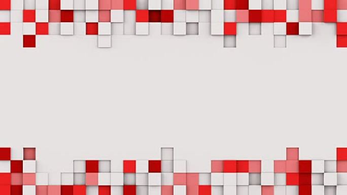 挤压红色立方体的框架3D渲染动画可循环