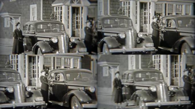 1937: 富有的郊区妇女炫耀自己的新车。