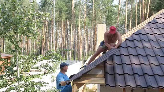 建造住宅楼的屋顶。