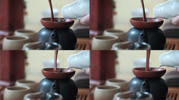 茶几上的中国传统茶道，特写