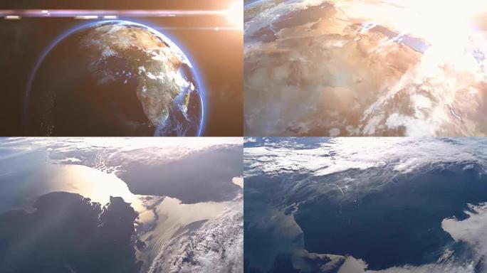 从宇宙动画中种植地球。从太空动画看地球。想象中的地球视图。来自太空的海洋
