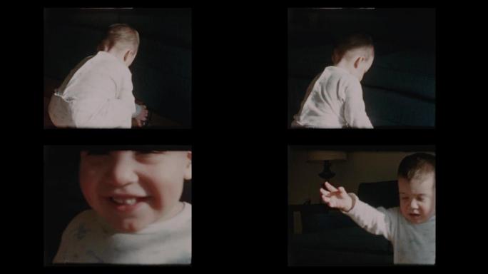 小男孩拿起古董相机1960