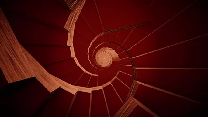 深红色旋转楼梯