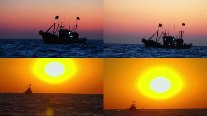 朝阳下的渔船