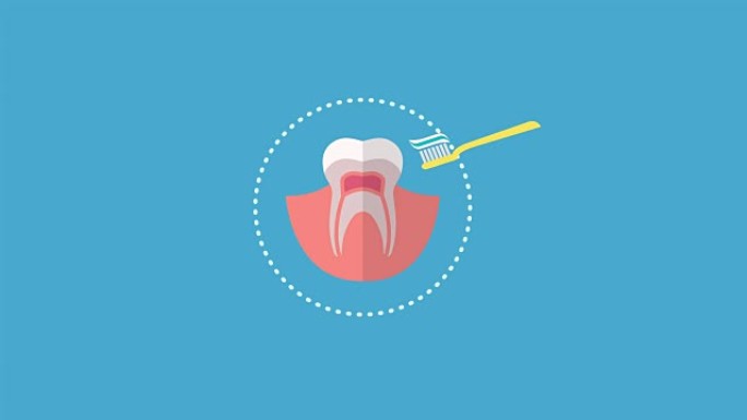 口腔卫生和牙齿护理标签动画