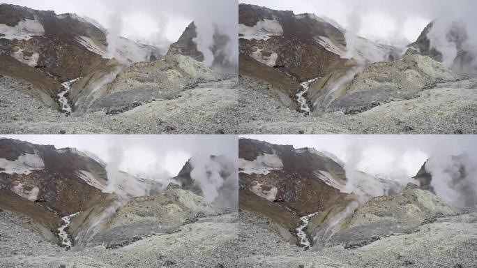活火山火山口: 温泉、温泉和喷气孔场