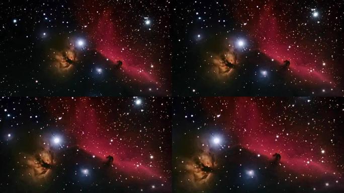 深空美丽的夜空。猎户座马头星云。