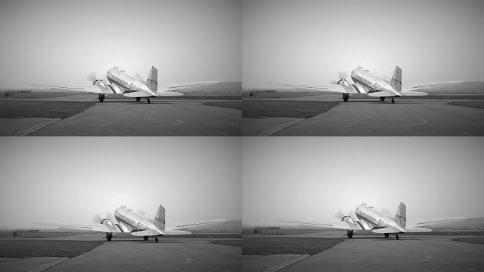 旧货道格拉斯DC-3螺旋桨飞机准备起飞