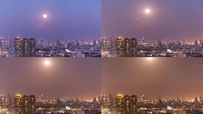 泰国曼谷天空上空的时光倒流超级月亮