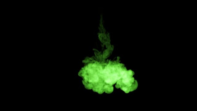 荧光亮绿色可溶于水，一滴墨水。这是慢动作的3d渲染拍摄，用于与阿尔法通道合成的墨水背景或墨水效果，使