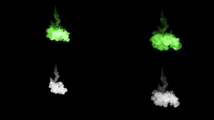 荧光亮绿色可溶于水，一滴墨水。这是慢动作的3d渲染拍摄，用于与阿尔法通道合成的墨水背景或墨水效果，使