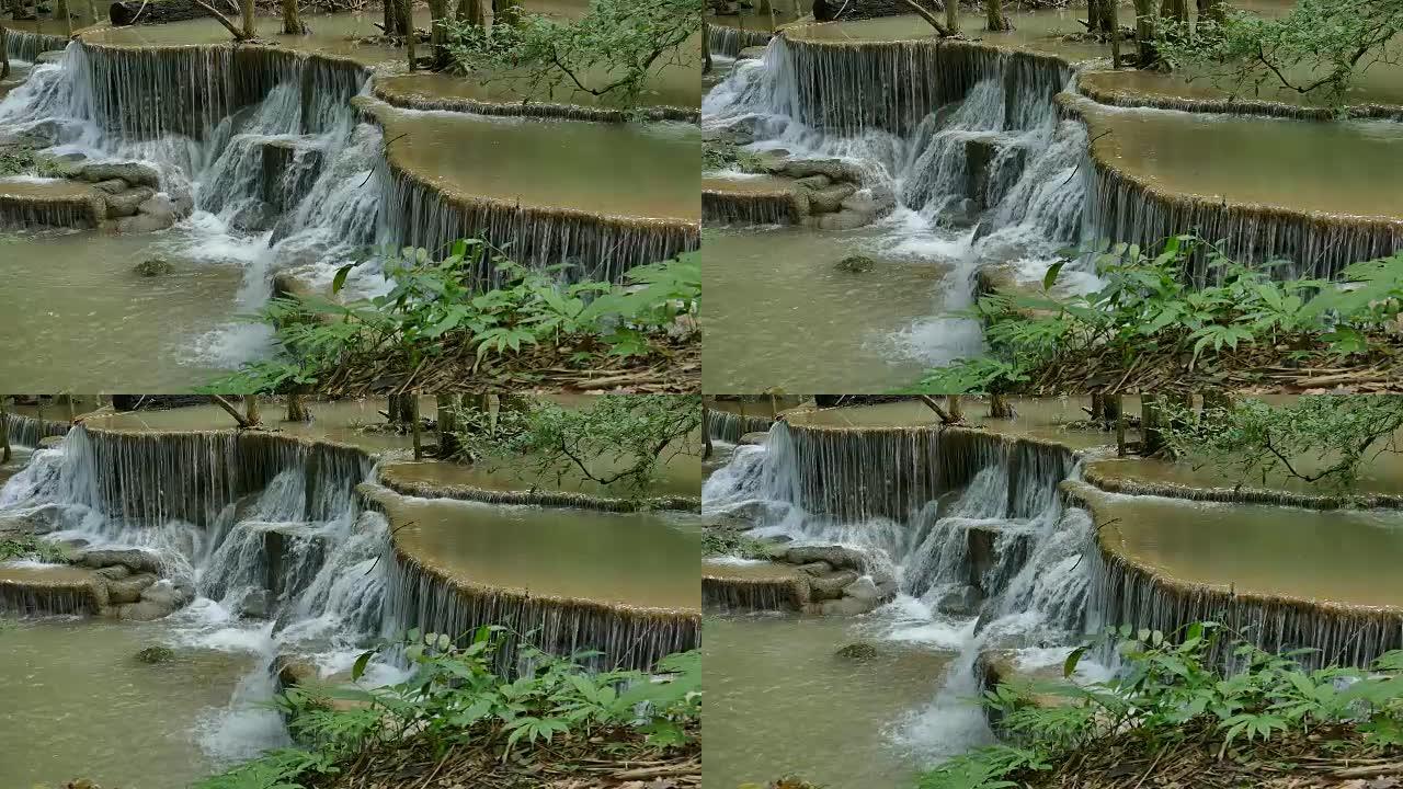 华伊卡米瀑布的水源抽象背景