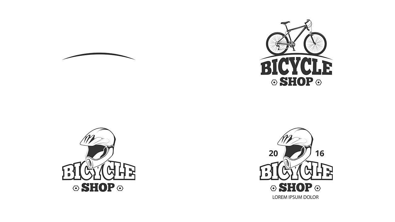 白色自行车骑行动画标志