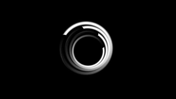 黑色视频动画上的白色漩涡形状标志