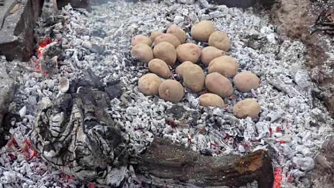 火中的烤土豆