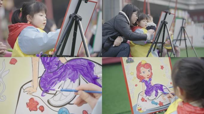孩子画画亲子时光六一儿童节快乐童年
