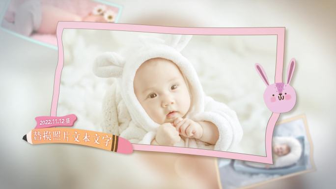 4K儿童宝宝成长纪念相册 AE模板
