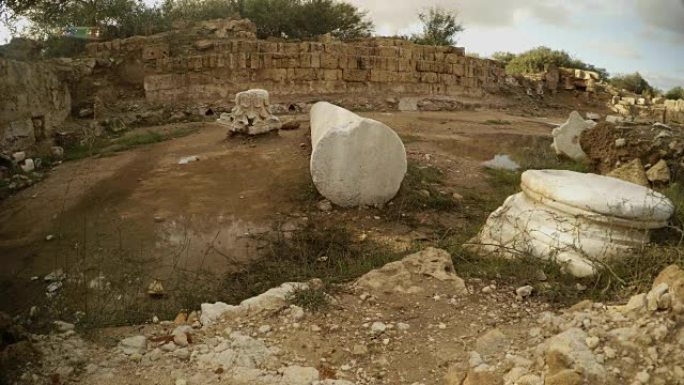 仿古街道遗迹萨拉米斯塞浦路斯的柱子残存