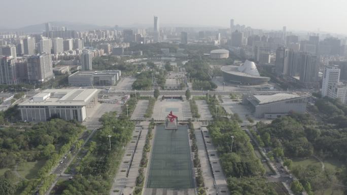 广东省东莞市中心广场六大馆东莞地标航拍