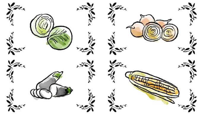 健康蔬菜手绘卡通
