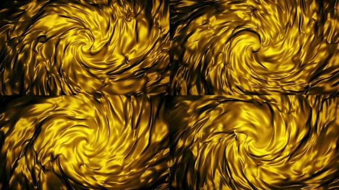 螺旋中黄色流动的抽象质量