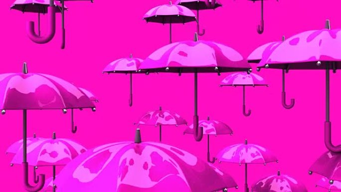 粉红色背景上的上升粉红色雨伞