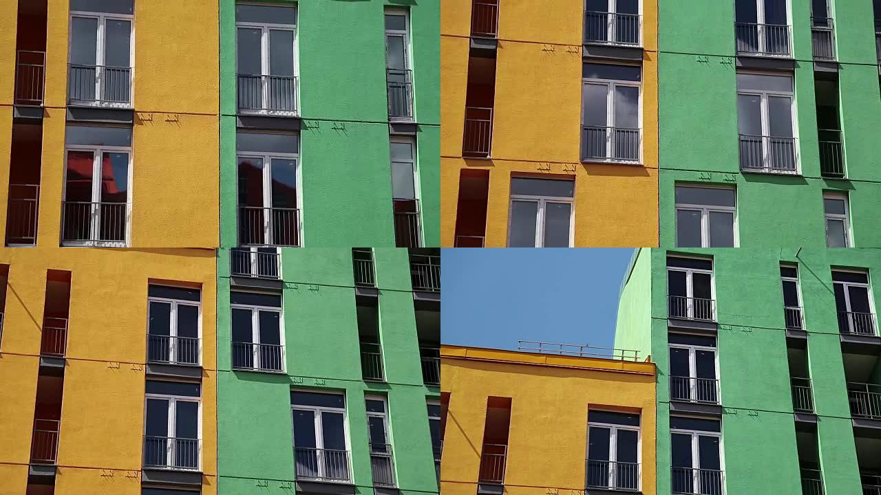 有绿色和黄色立面的建筑