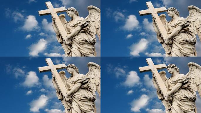 罗马-雕塑家Ercole Ferrata的十字架天使雕像