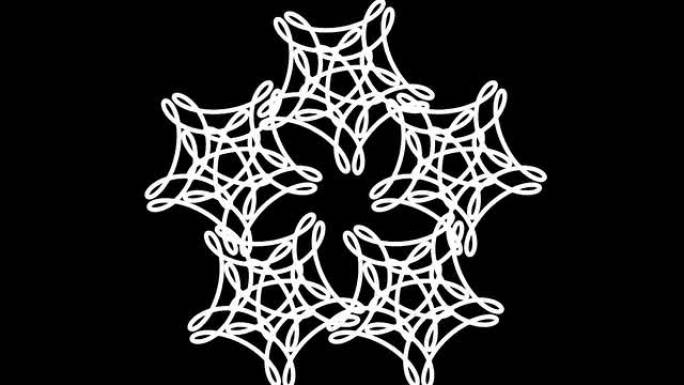 黑白花朵形状转变为五边形