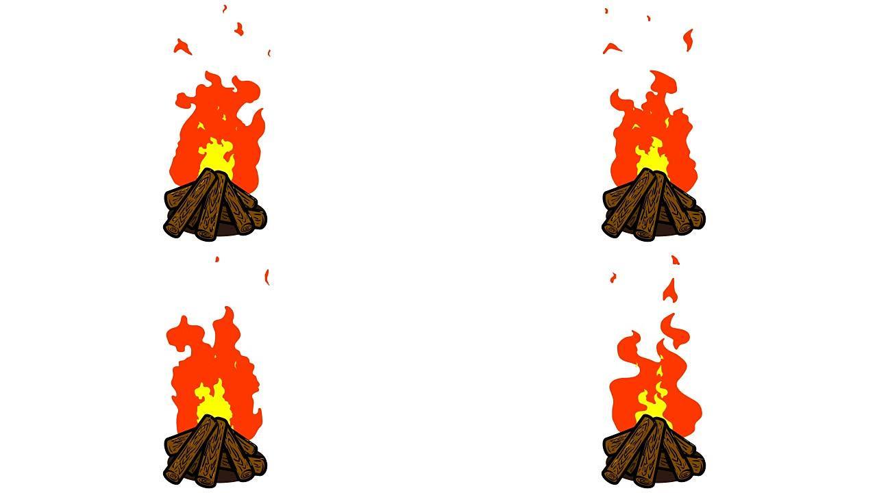 火烧、火与树林动画、卡通火