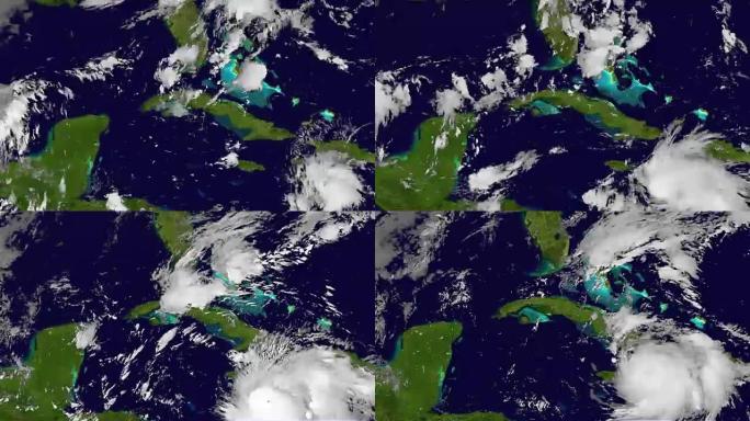 飓风马修，卫星视图，动画。高速延时。