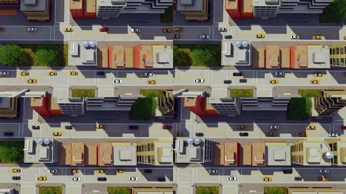 大城市街道交通鸟瞰图