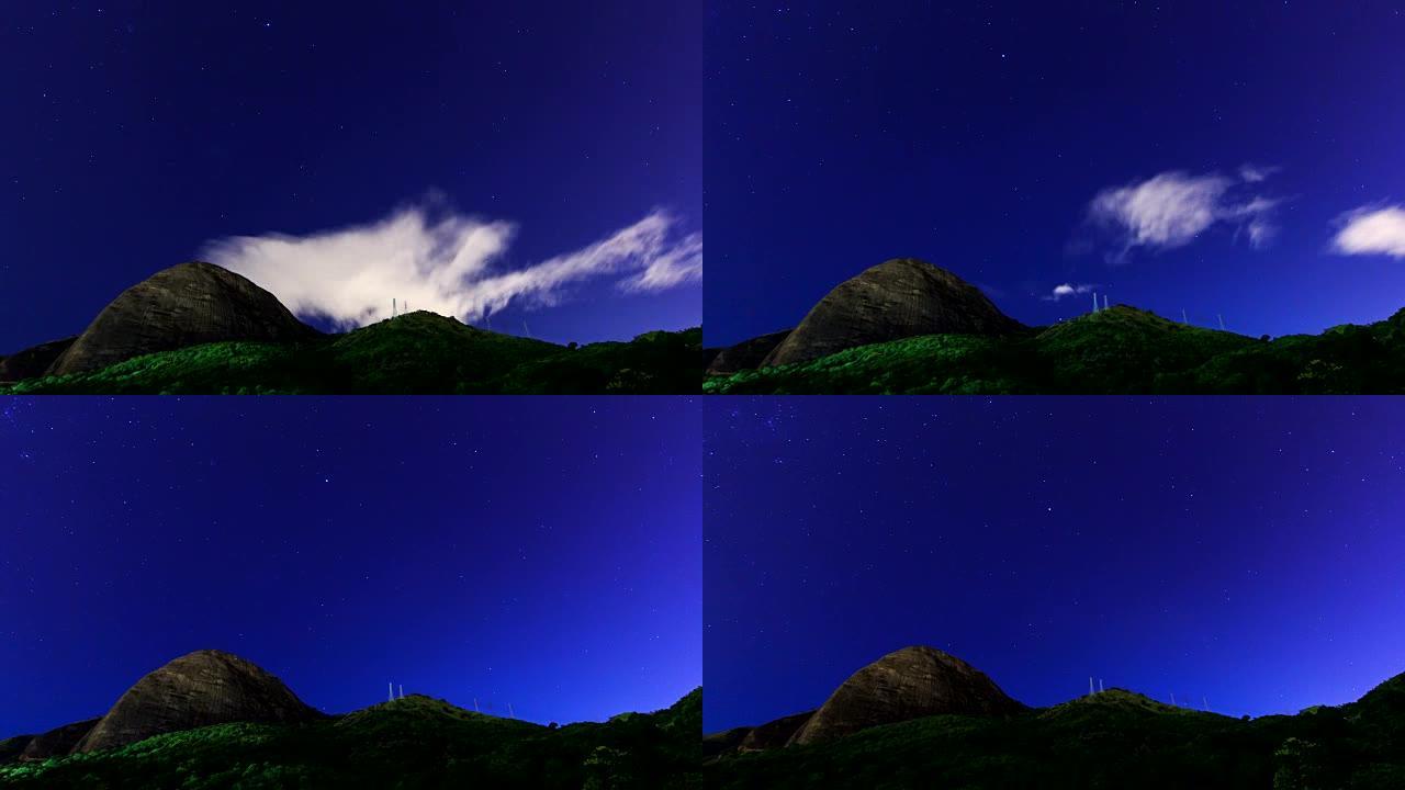 在里约热内卢的一座山上移动的星星