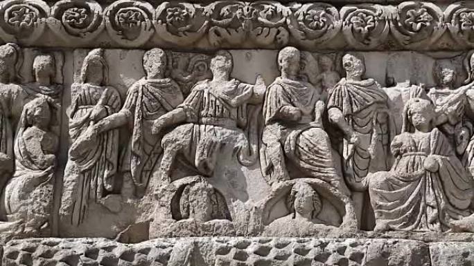 希腊塞萨洛尼基古伽列里乌斯拱门的浅浮雕