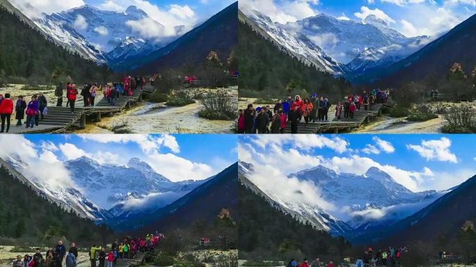 中国四川黄龙山自然钙化池，