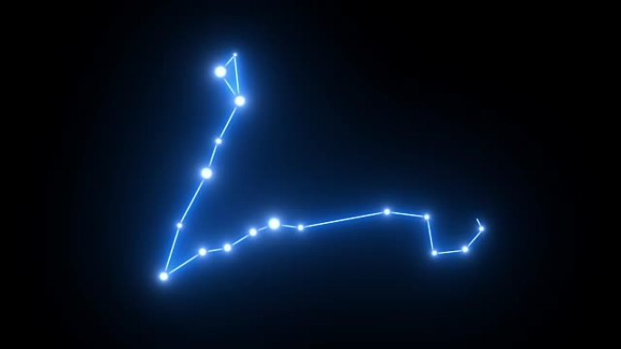 黄道十二宫双鱼座恒星星座在发光的光线下形成