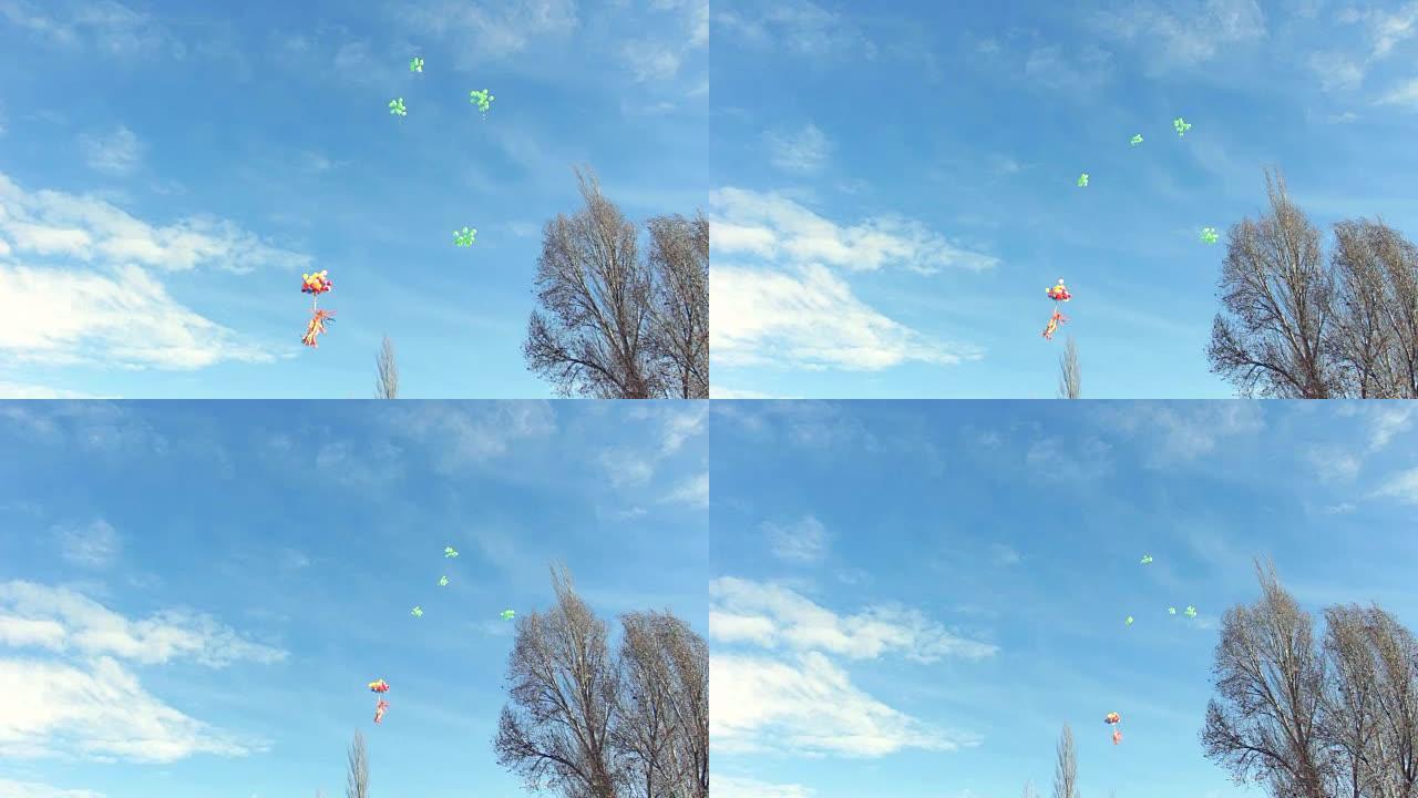 彩色气球飞行
