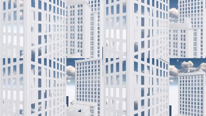 抽象白色高层建筑建筑背景倾斜拍摄
