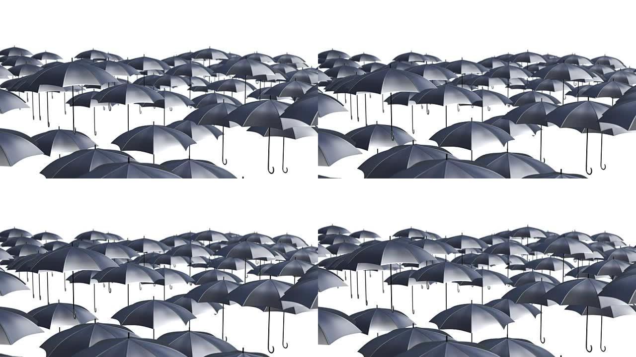 抽象雨伞在空中循环背景中翱翔