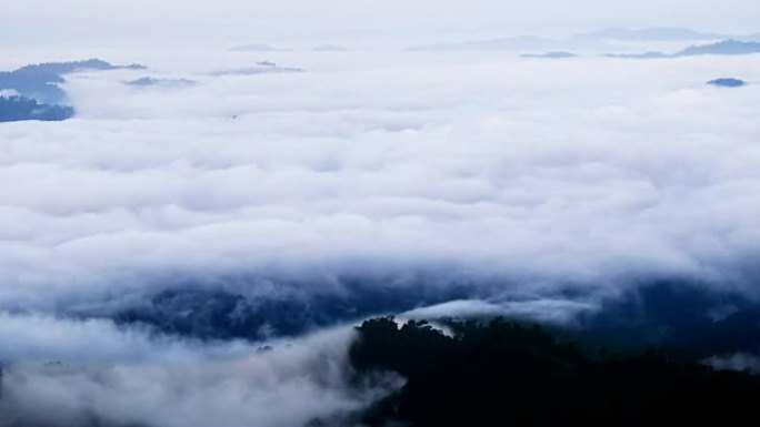 雾时间流逝的景观