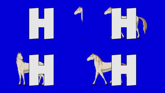 字母H和马 (背景)