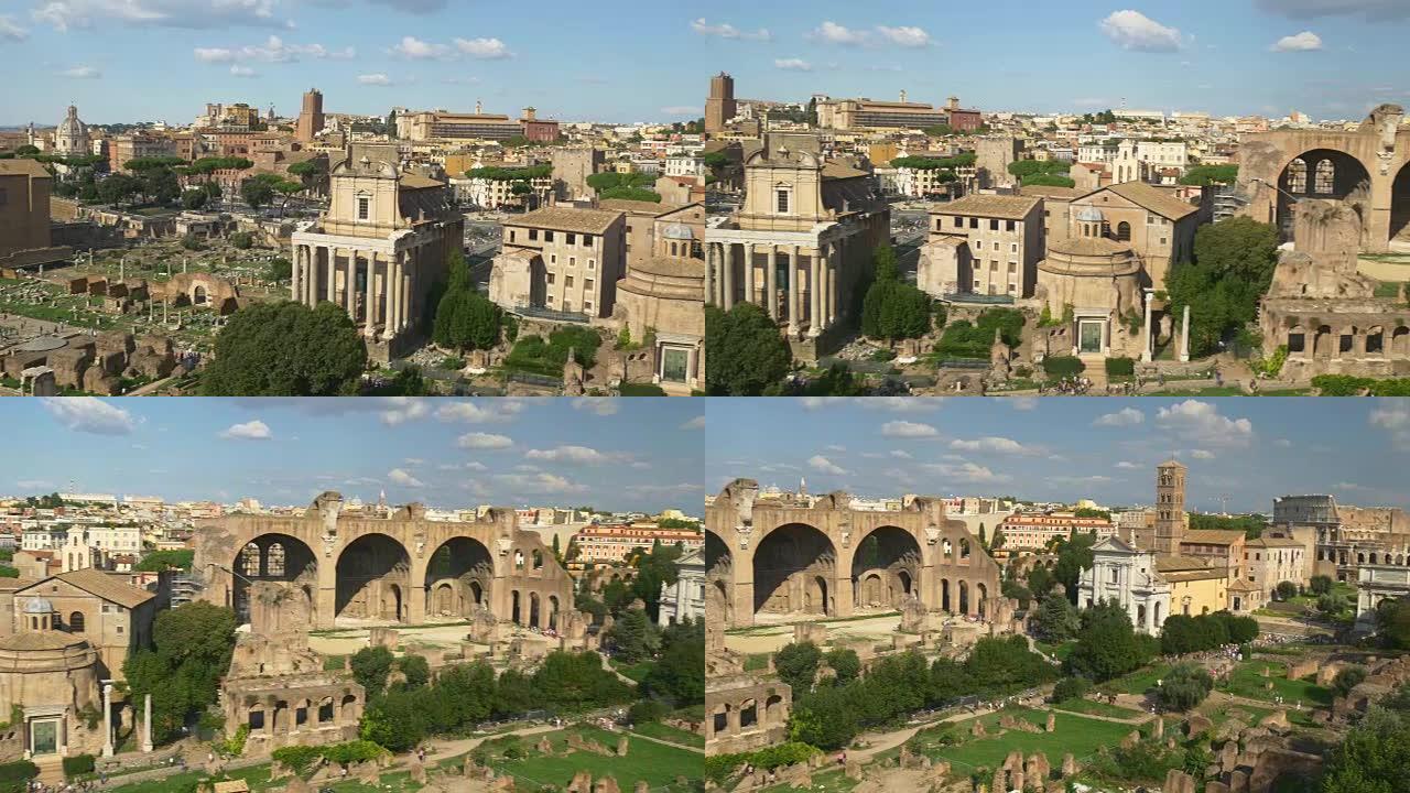 意大利著名晴天罗马城市景观罗马论坛体育馆全景4k