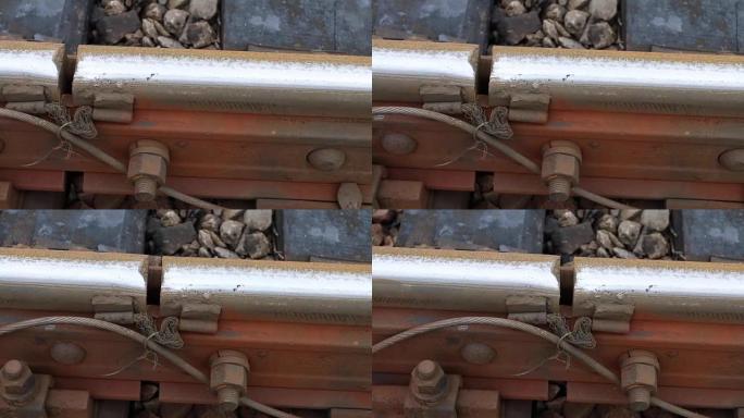 铁轨铁轨的宏观照片。