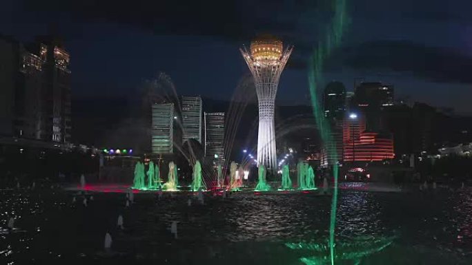 哈萨克斯坦阿斯塔纳的喷泉表演