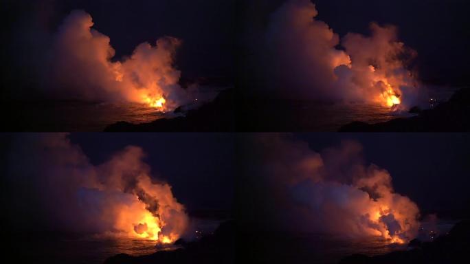 夏威夷冒泡熔岩的活火山