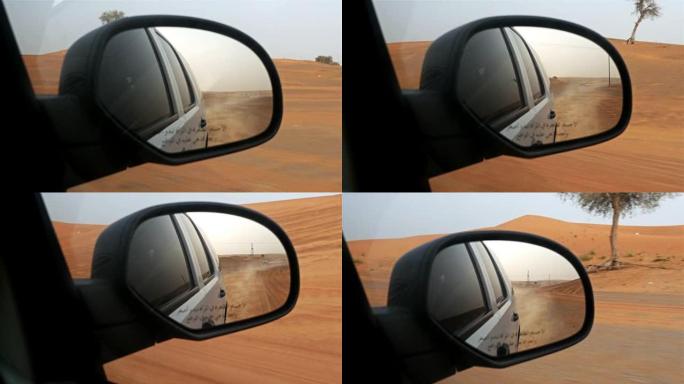 4x4越野陆地车辆将游客带到阿联酋迪拜的沙漠沙丘扑打野生动物园