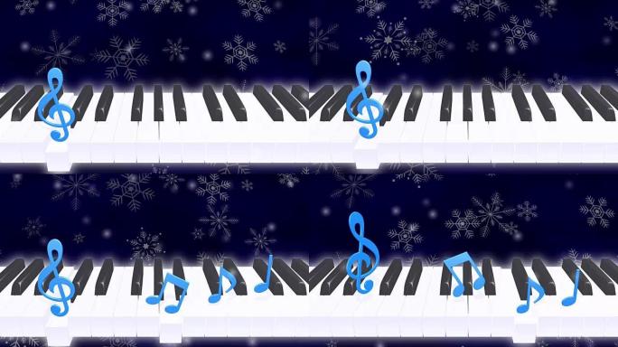 钢琴音符雪环黑暗背景
